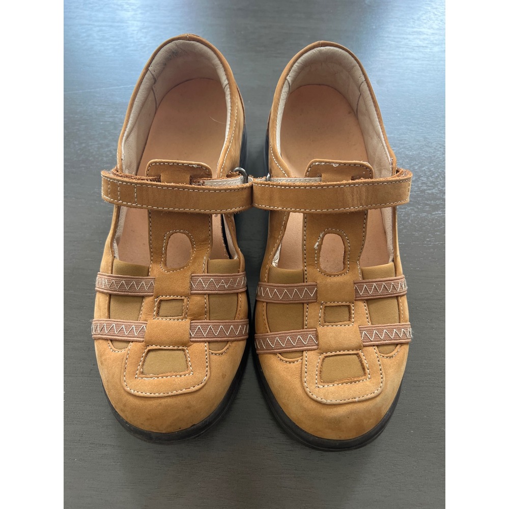 SureFit Acapulco S606 Tan Leather Mary Jane Fisherman Shoes Womens 8 Wide Width